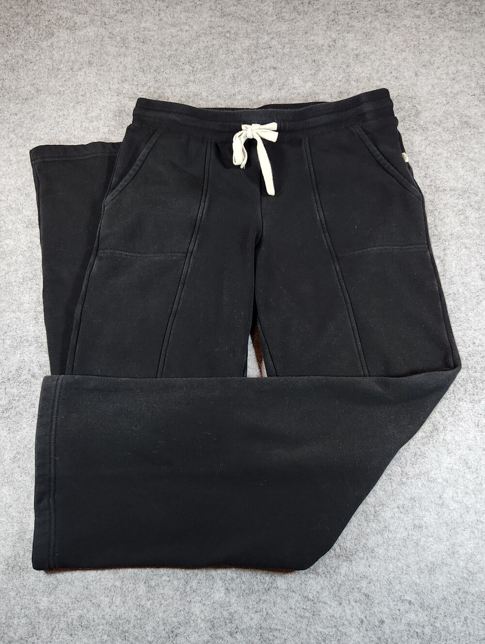 UGG Black Women's Wide Leg Sweatpants with Contrast Drawstring - Picture 1 of 13